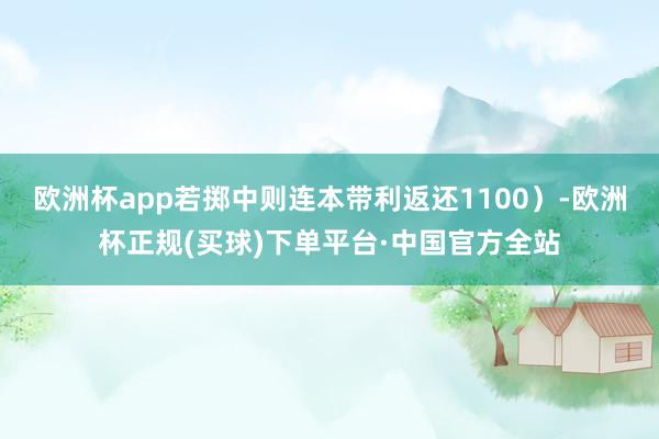 欧洲杯app若掷中则连本带利返还1100）-欧洲杯正规(买球)下单平台·中国官方全站