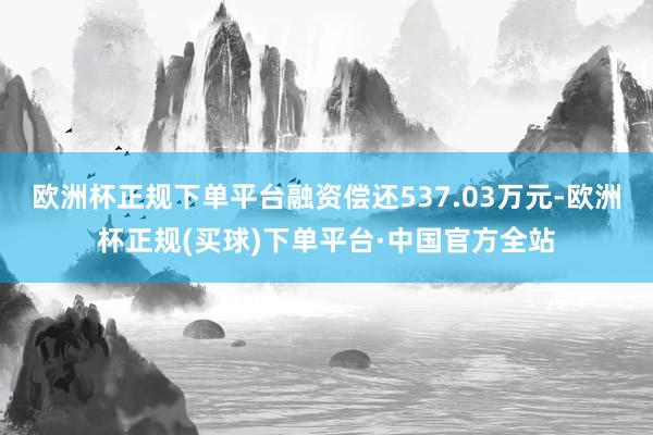 欧洲杯正规下单平台融资偿还537.03万元-欧洲杯正规(买球)下单平台·中国官方全站