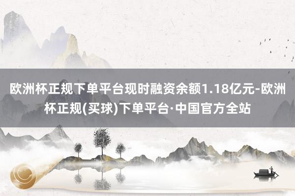 欧洲杯正规下单平台现时融资余额1.18亿元-欧洲杯正规(买球)下单平台·中国官方全站