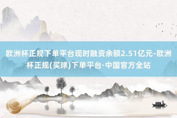 欧洲杯正规下单平台现时融资余额2.51亿元-欧洲杯正规(买球)下单平台·中国官方全站