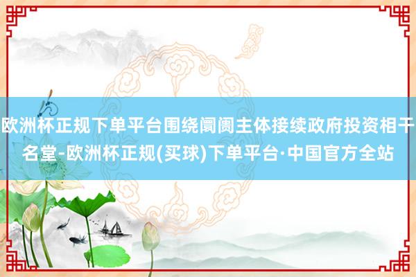 欧洲杯正规下单平台围绕阛阓主体接续政府投资相干名堂-欧洲杯正规(买球)下单平台·中国官方全站