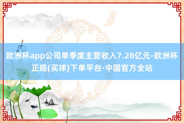 欧洲杯app公司单季度主营收入7.28亿元-欧洲杯正规(买球)下单平台·中国官方全站