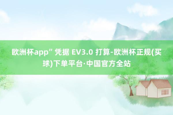 欧洲杯app”凭据 EV3.0 打算-欧洲杯正规(买球)下单平台·中国官方全站