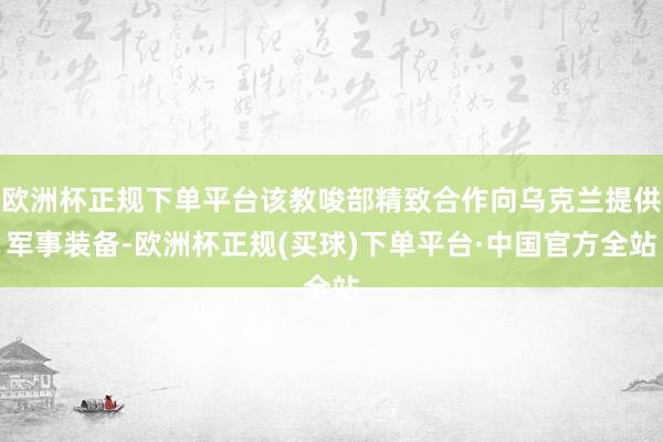 欧洲杯正规下单平台该教唆部精致合作向乌克兰提供军事装备-欧洲杯正规(买球)下单平台·中国官方全站