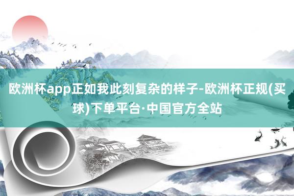 欧洲杯app正如我此刻复杂的样子-欧洲杯正规(买球)下单平台·中国官方全站