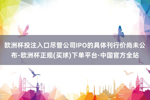 欧洲杯投注入口尽管公司IPO的具体刊行价尚未公布-欧洲杯正规(买球)下单平台·中国官方全站