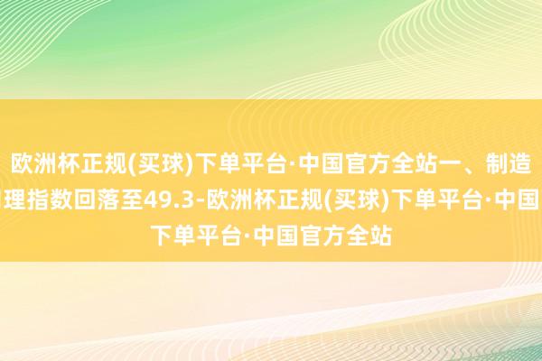 欧洲杯正规(买球)下单平台·中国官方全站一、制造业采购司理指数回落至49.3-欧洲杯正规(买球)下单平台·中国官方全站