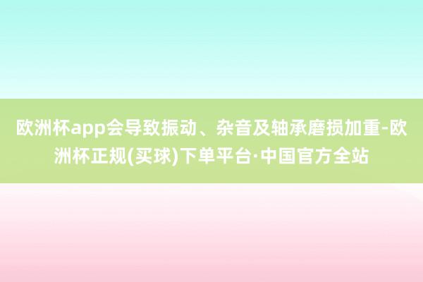 欧洲杯app会导致振动、杂音及轴承磨损加重-欧洲杯正规(买球)下单平台·中国官方全站