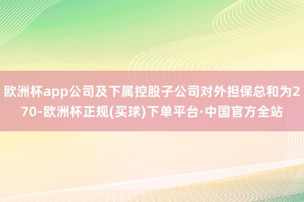 欧洲杯app公司及下属控股子公司对外担保总和为270-欧洲杯正规(买球)下单平台·中国官方全站