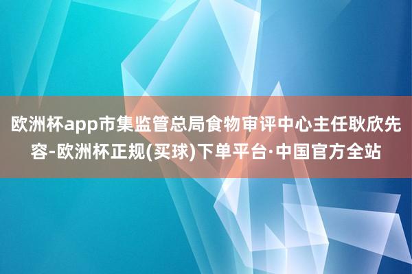 欧洲杯app市集监管总局食物审评中心主任耿欣先容-欧洲杯正规(买球)下单平台·中国官方全站