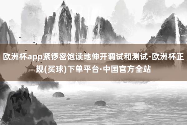 欧洲杯app紧锣密饱读地伸开调试和测试-欧洲杯正规(买球)下单平台·中国官方全站