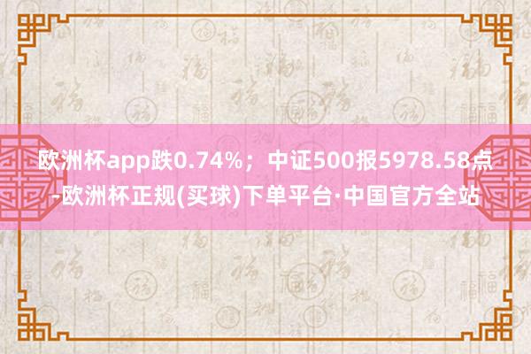 欧洲杯app跌0.74%;中证500报5978.58点-欧洲杯正规(买球)下单平台·中国官方全站