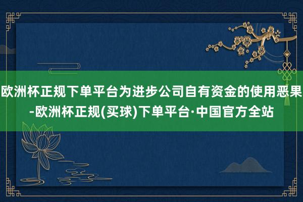 欧洲杯正规下单平台为进步公司自有资金的使用恶果-欧洲杯正规(买球)下单平台·中国官方全站