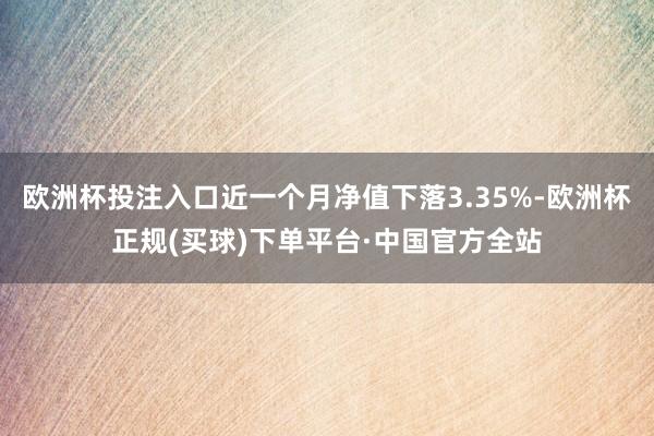 欧洲杯投注入口近一个月净值下落3.35%-欧洲杯正规(买球)下单平台·中国官方全站