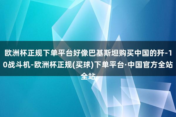 欧洲杯正规下单平台好像巴基斯坦购买中国的歼-10战斗机-欧洲杯正规(买球)下单平台·中国官方全站