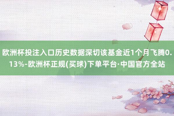 欧洲杯投注入口历史数据深切该基金近1个月飞腾0.13%-欧洲杯正规(买球)下单平台·中国官方全站